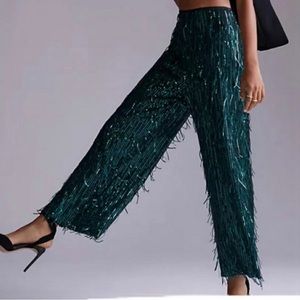 Maeve by Anthropologie fringed sequin wide leg pants size 0P